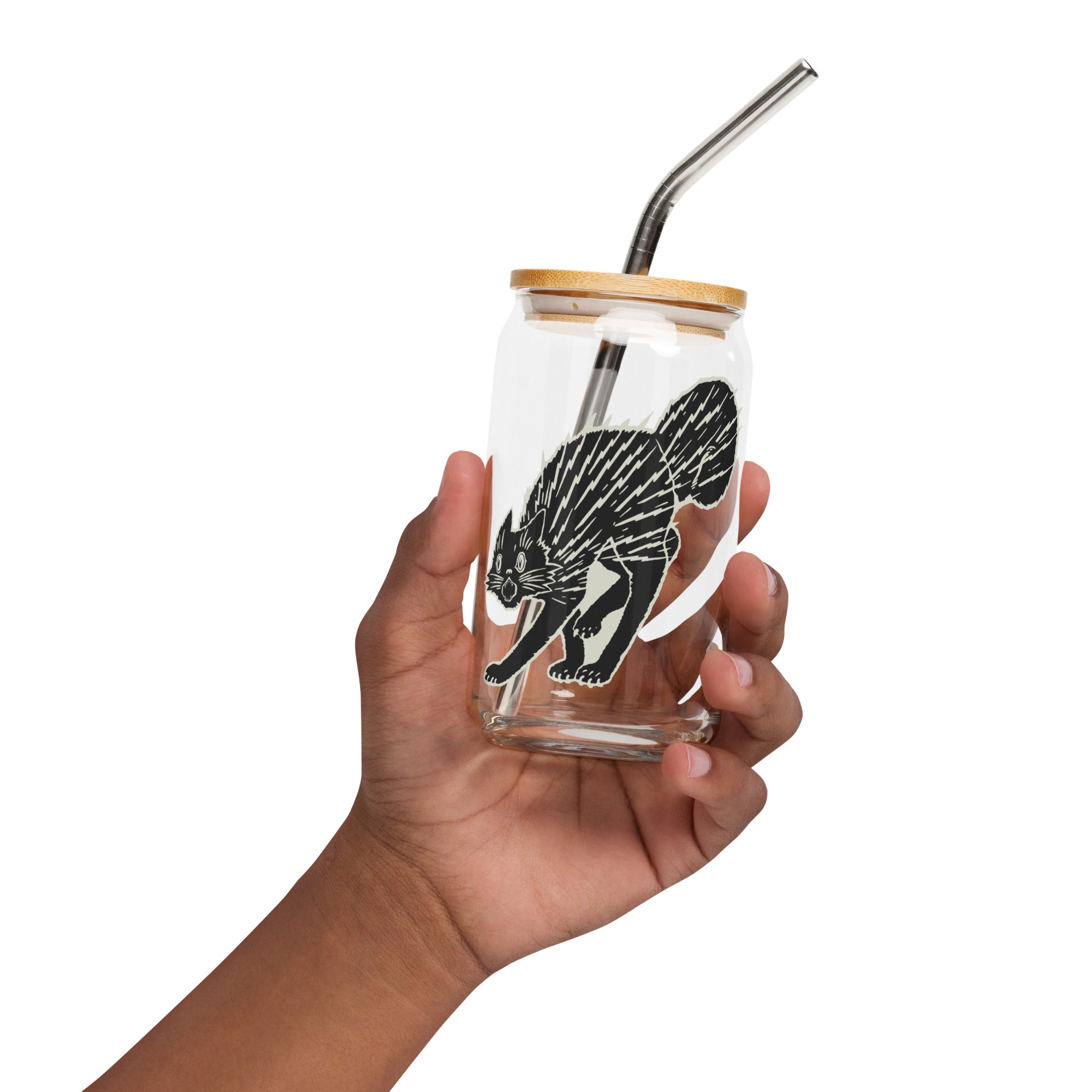 Electrified Cat Can-Shaped Glass