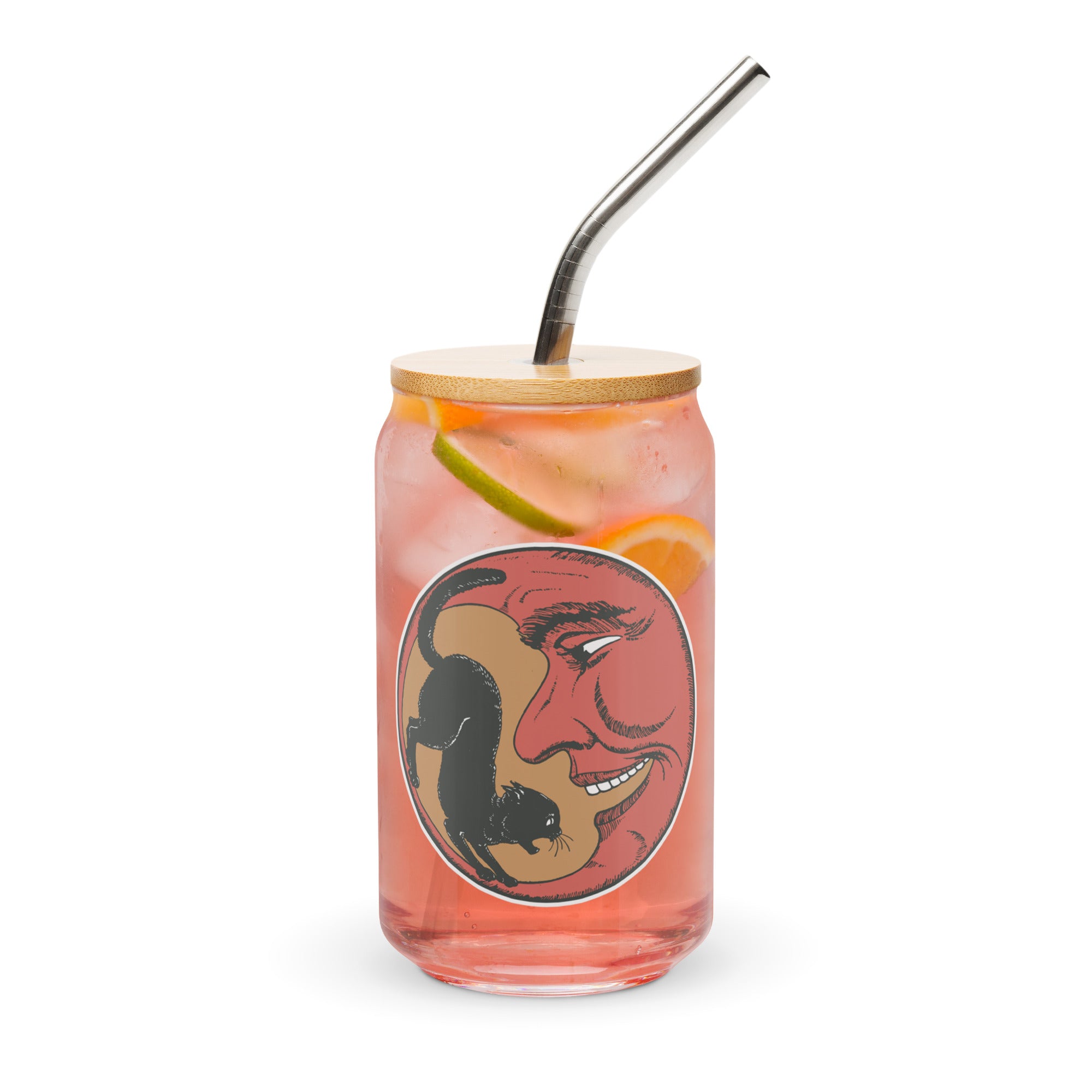 Moon Cat Silhouette Can-Shaped Glass