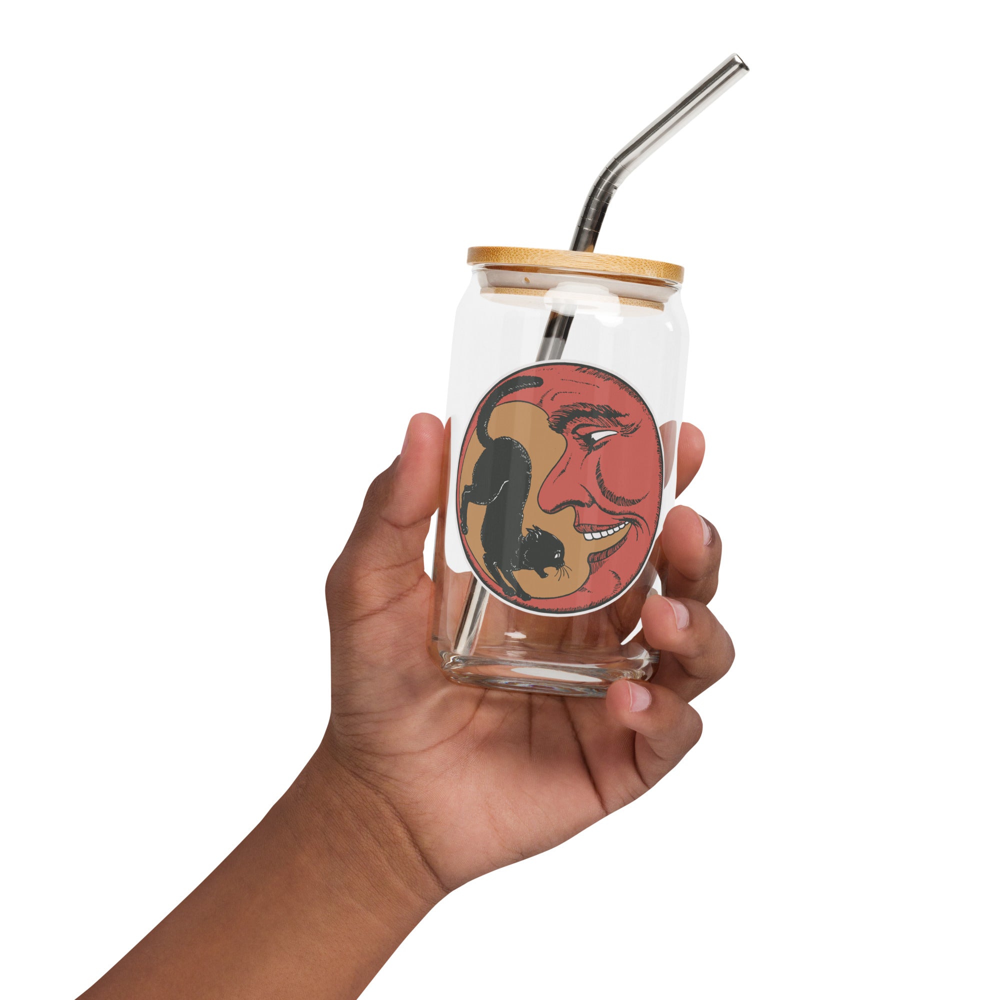 Moon Cat Silhouette Can-Shaped Glass