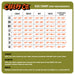 Creepy Co. size chart for body measurements on a green background