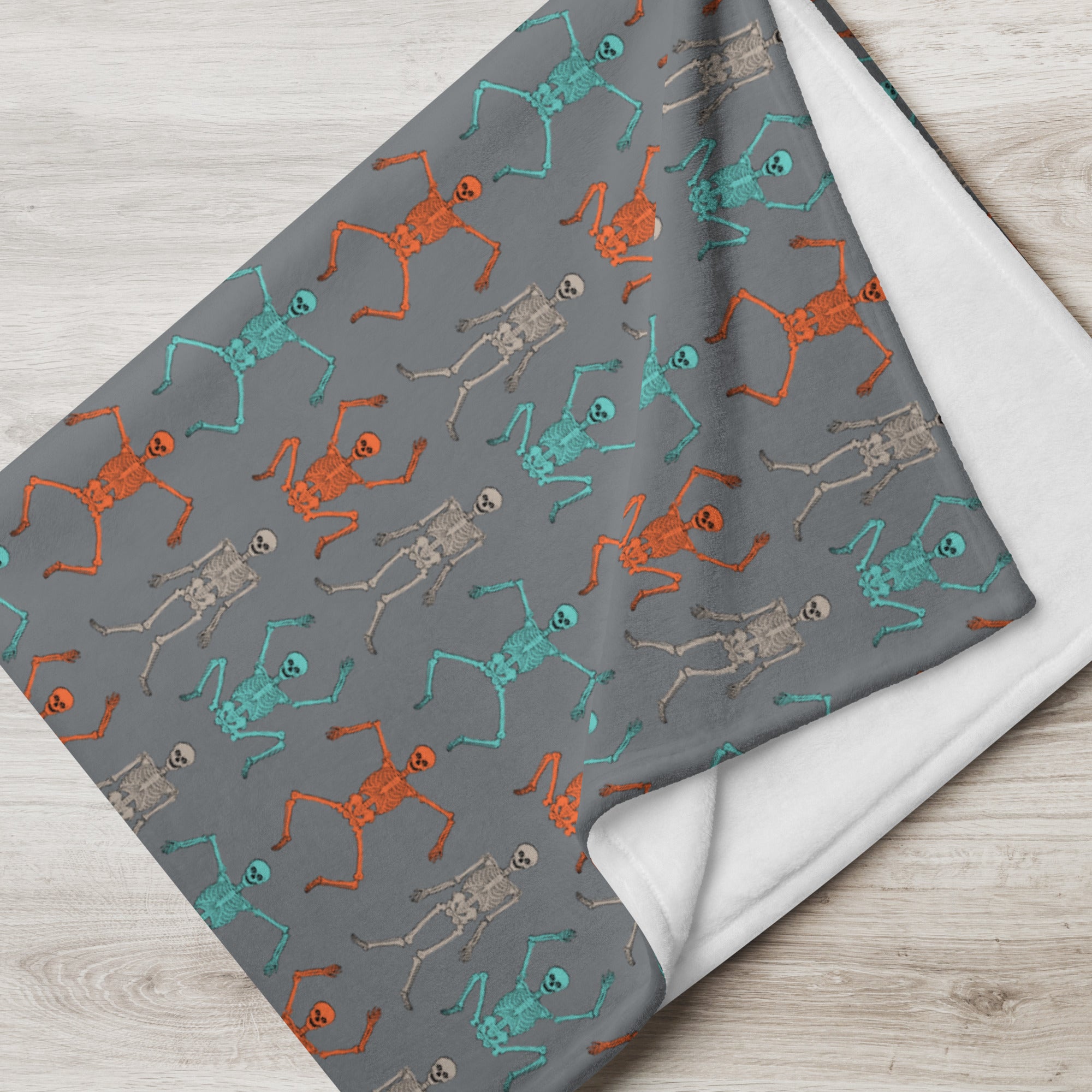 Dancing Skeletons Gray Throw Blanket