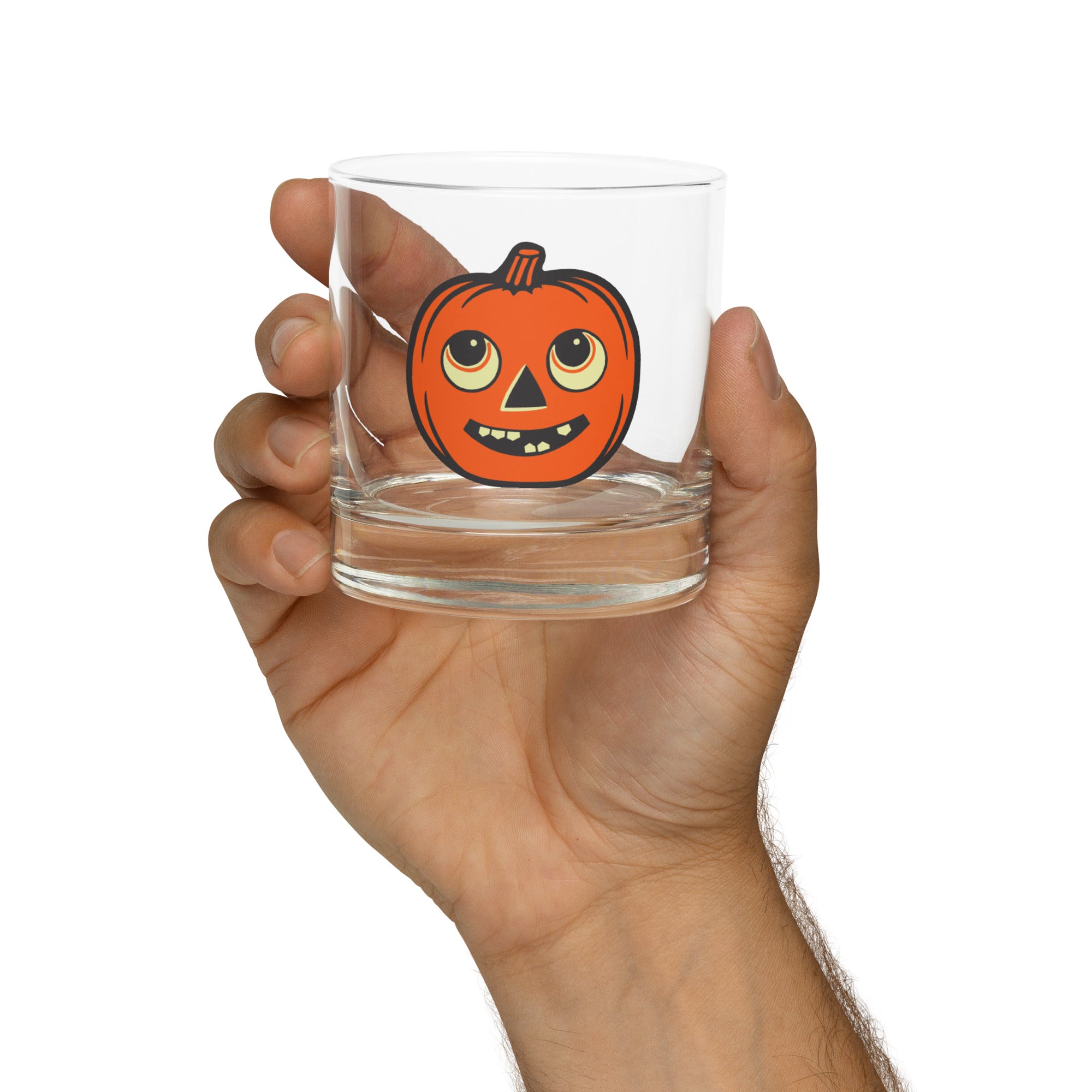 Goofy Jack o' Lantern Rocks Glass